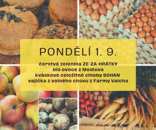 PONDĚLÍ 1. 9. Čerstvá zelenina @zezahratky , české ovoce z Medlova od @unisadplus, kváskový chléb z Litovle a vajíčka z...
